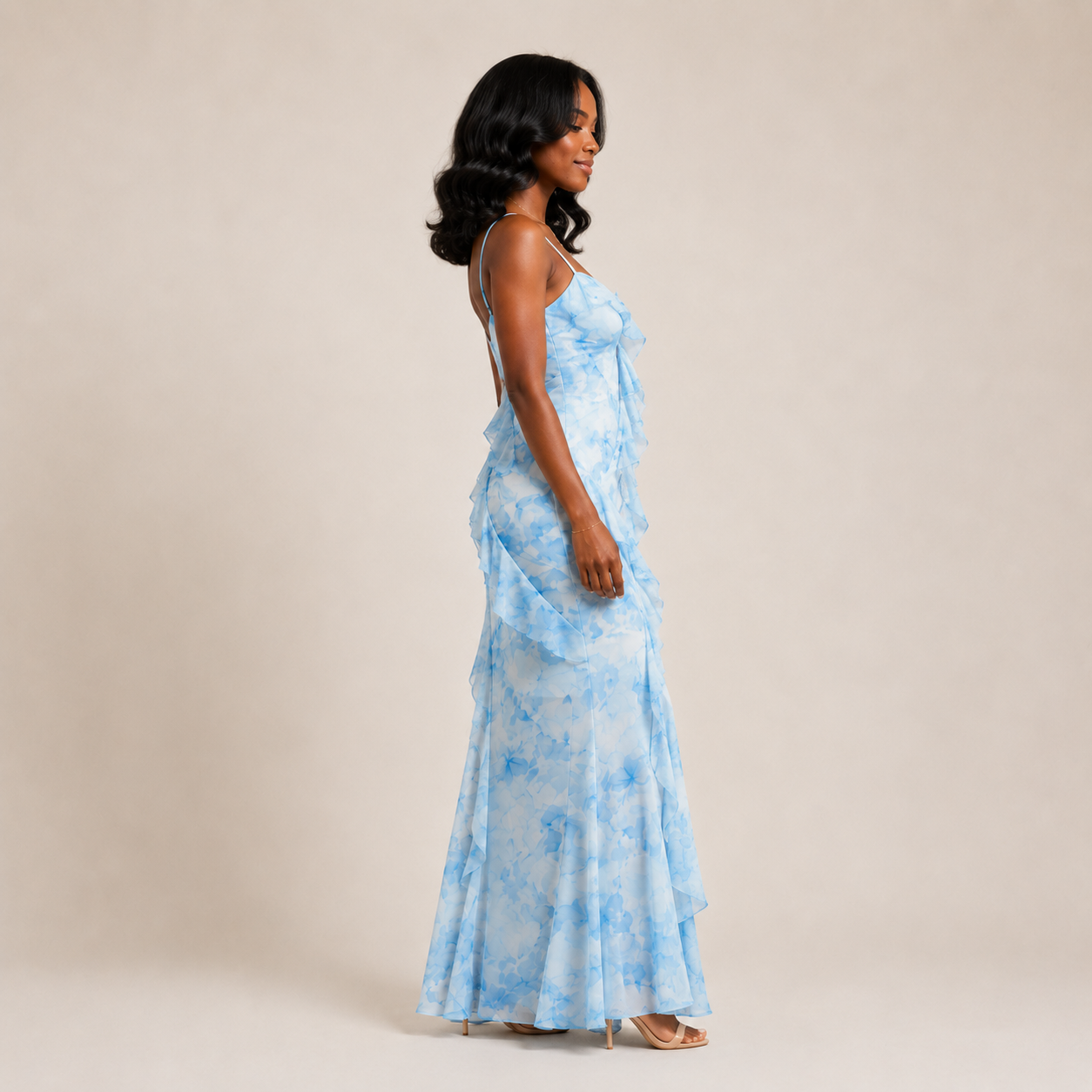 Robe Maxi "Nymphéa Bleu"
