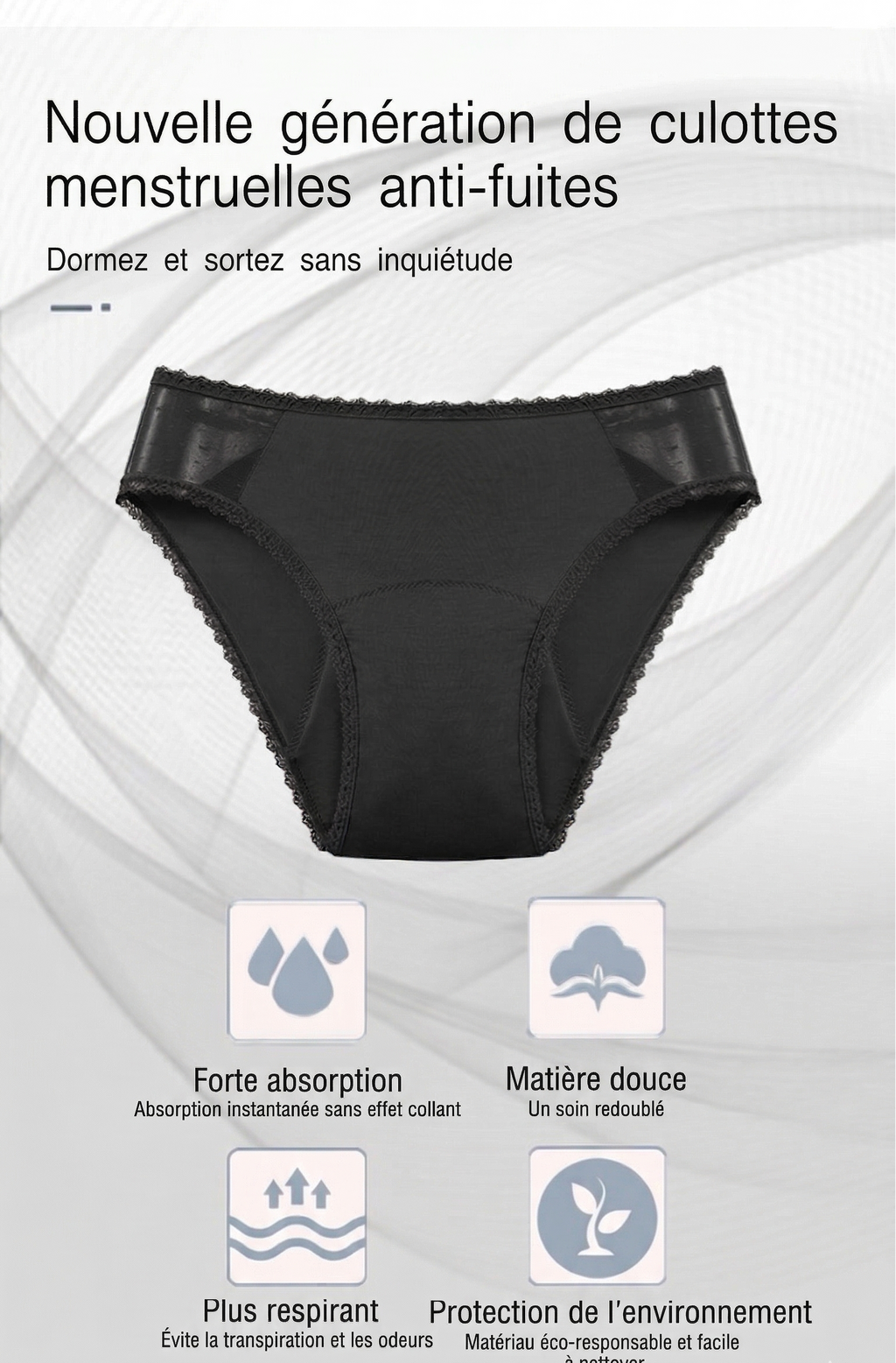 Culotte menstruelle taille haute – Confort quotidien