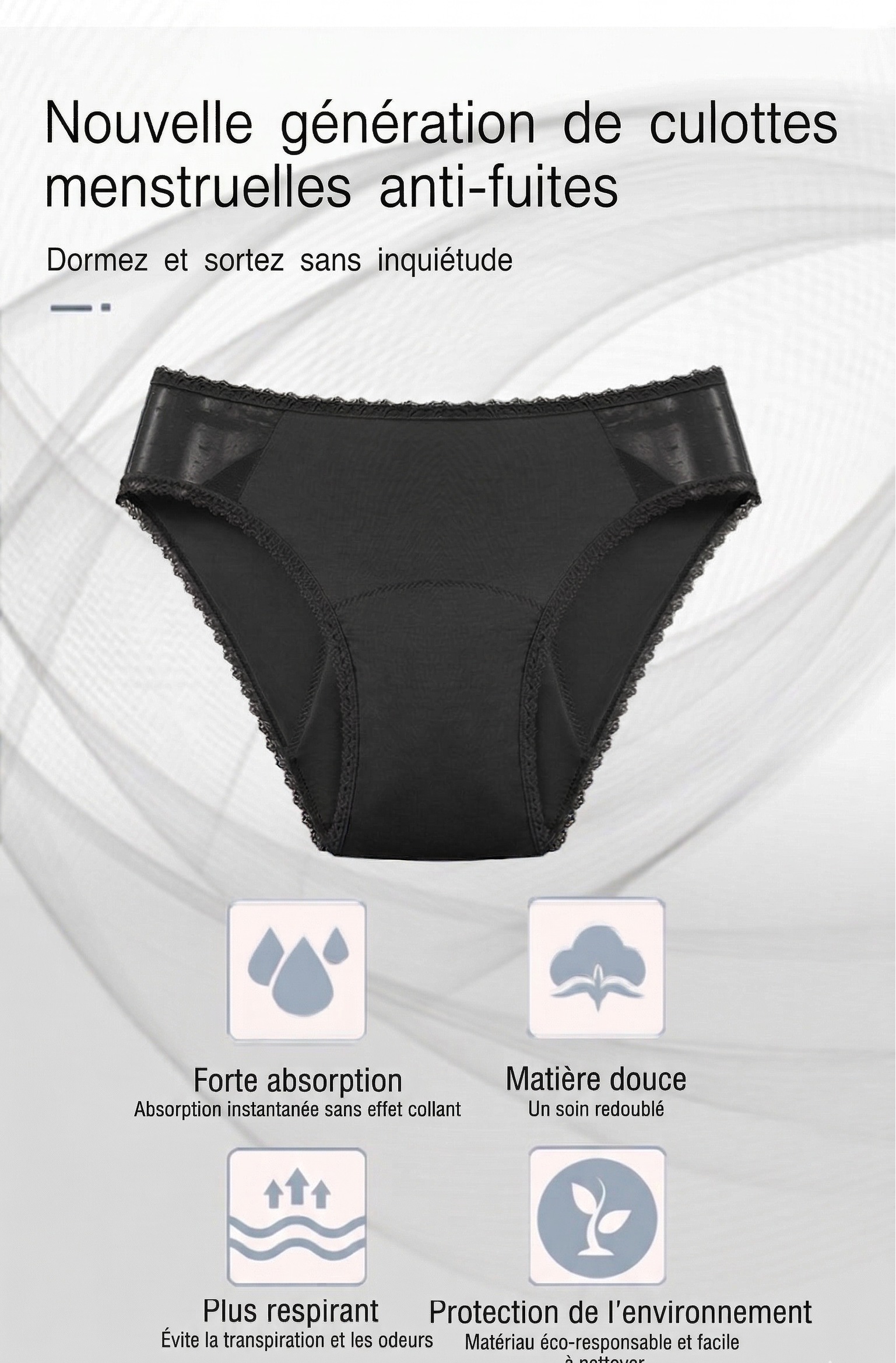 Culotte menstruelle taille haute – Confort quotidien
