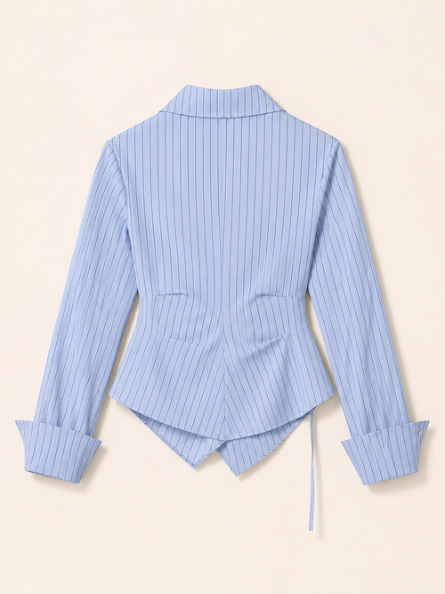 Chemise Asymétrique à Rayures – Élégance Structurée