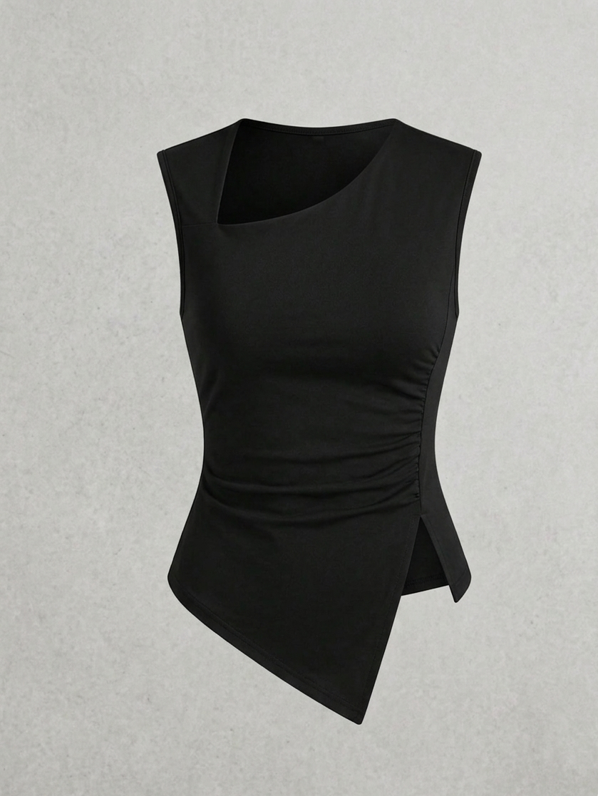 Top asymétrique sans manches – Style chic