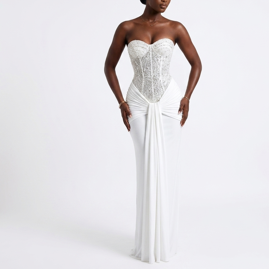 Robe de soirée blanche ou bordeaux – Coupe chic