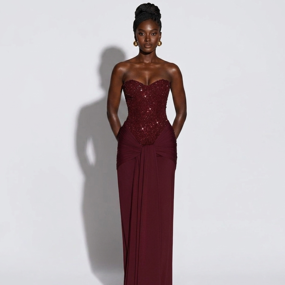 Robe de soirée blanche ou bordeaux – Coupe chic