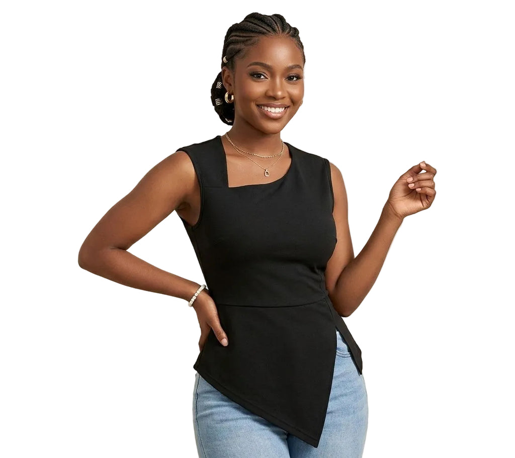 Top asymétrique sans manches – Style chic