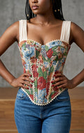 Top Corset Style Tapisserie Florale