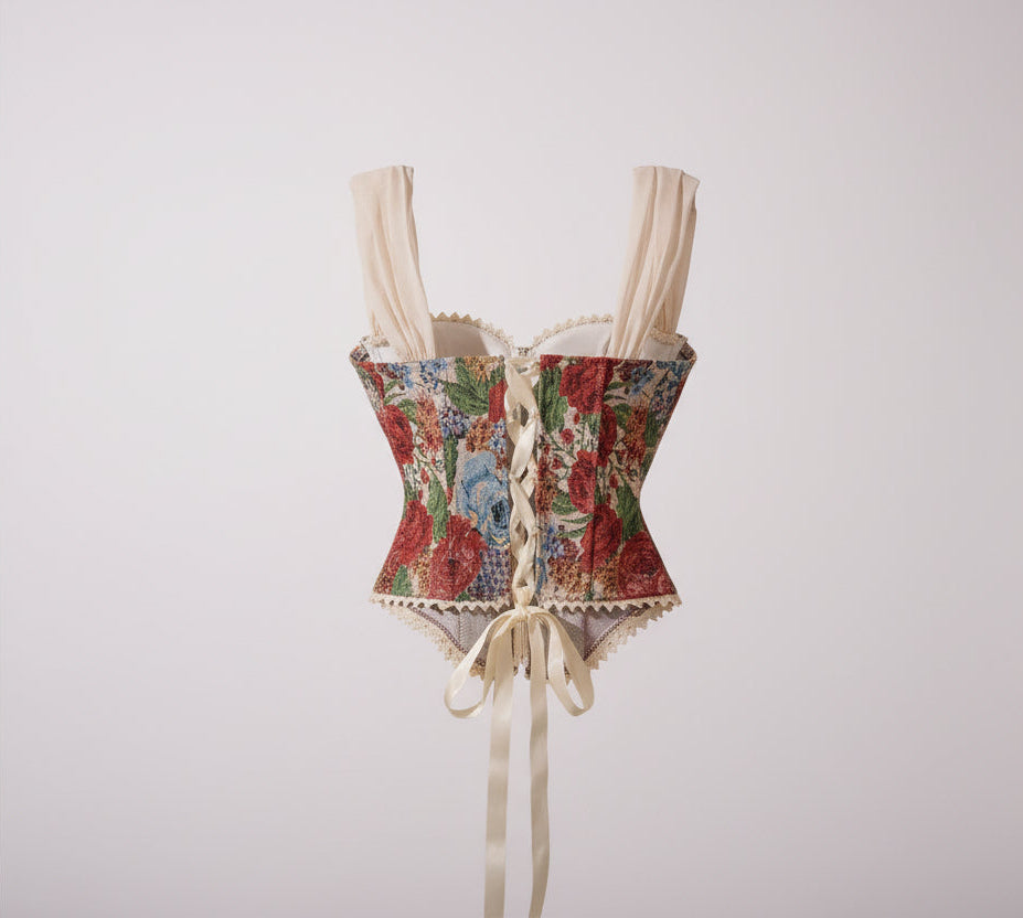 Top Corset Style Tapisserie Florale