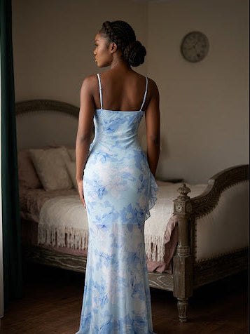 Robe Maxi "Nymphéa Bleu"