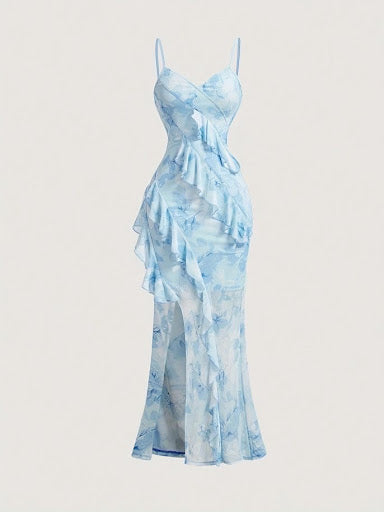 Robe Maxi "Nymphéa Bleu"