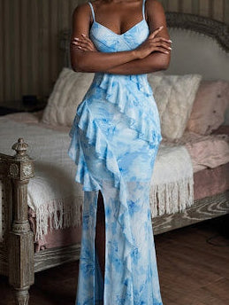 Robe Maxi "Nymphéa Bleu"